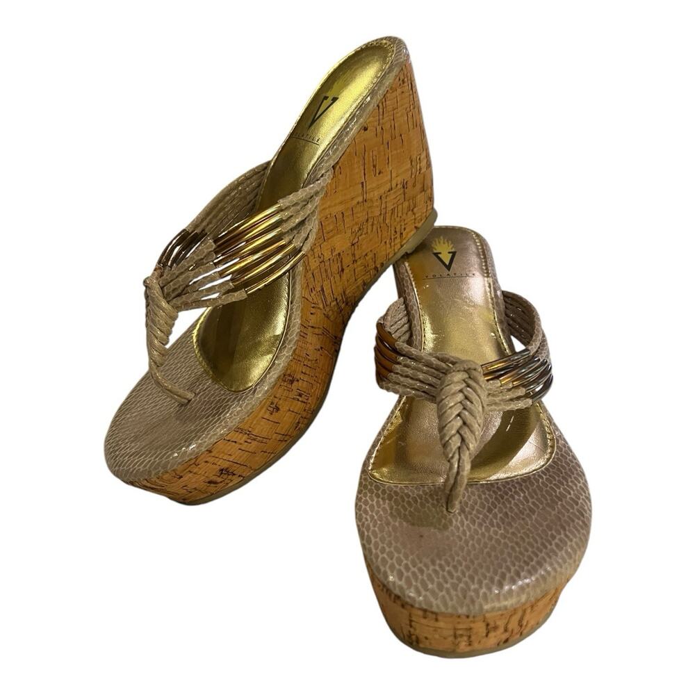 Volatile Womens High Low Wedge Slip On Color Desert Cart Cyprus 7M